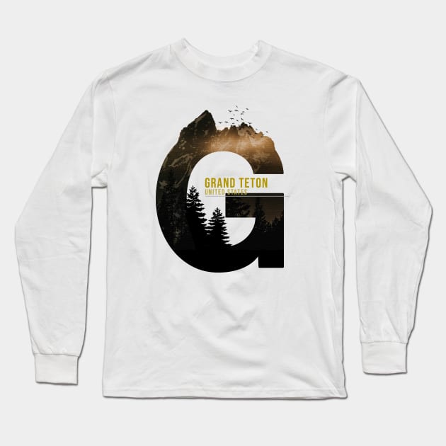 GRAND TETON Long Sleeve T-Shirt by Trangle Imagi